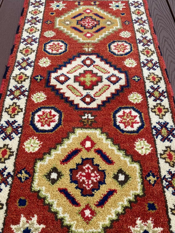 New Handmade in India Tribal & Geometric Orange & Gold Scatter/Accent Rug, 2x4 gallery