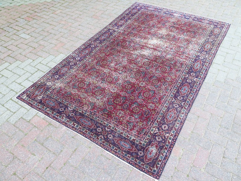 Vintage Anatolia Carpet, Burgundy Rug, Floor Carpet Handmade Large Rug 67"X110" gallery