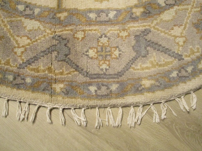 5' FEET FINE ROUND MUTED IVORY Handmade-Turkish-Knotted Soft Wool Rug 582930 gallery