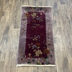 ANTIQUE CHINESE ART DECO 2×4 ft GORGEOUS RED HUES AND BRILLIANT FLOWERS