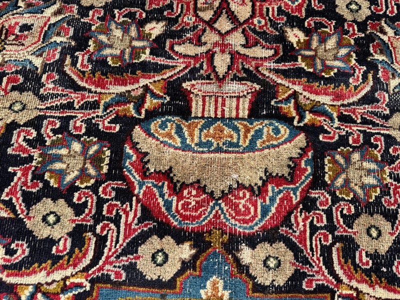 9x12 BLUE ORIENTAL RUG HAND-KNOTTED big vintage handmade ANTIQUE old real worn gallery