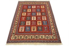 Gabbeh Rug 5′ x 6’4” Red Wool Vintage Tribal Hand-Knotted Oriental Carpet