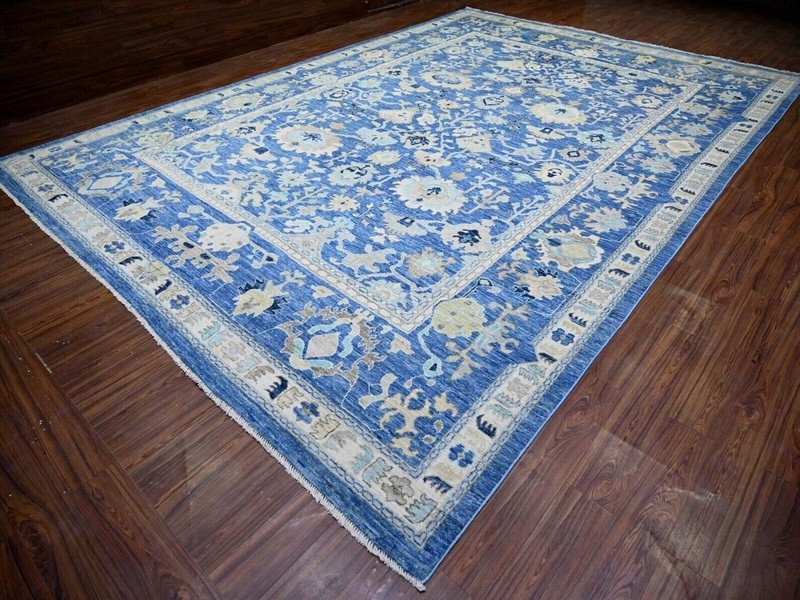 Exquisite 11'7"x16'6" Everton Blue,Hand Knotted,Angora Pile Oushak Rug gallery