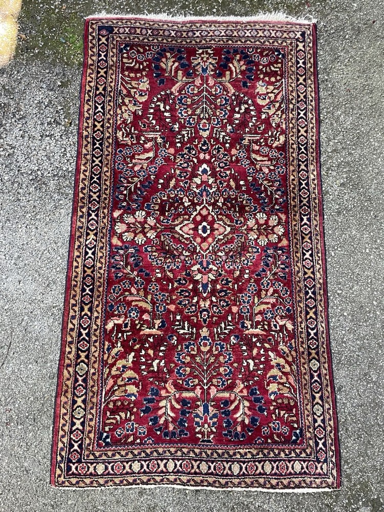 Beautiful 1920s Antique Oriental Rug 30”x60” Ferahan Lilihan Tribal Sa Ruk