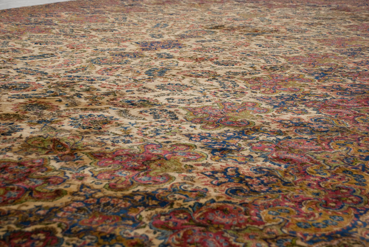 RRA 12x22 Authentic Oriental Rug Semi-Antique Ivory & Rose Rug 11171 gallery