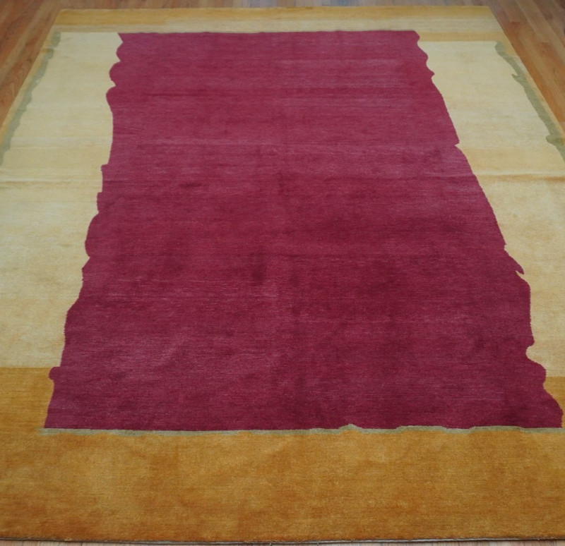 Hand Knotted Wool Rug in Red & Gold By Odegard Rare Oriental Tibetan Rug 9'x12' gallery