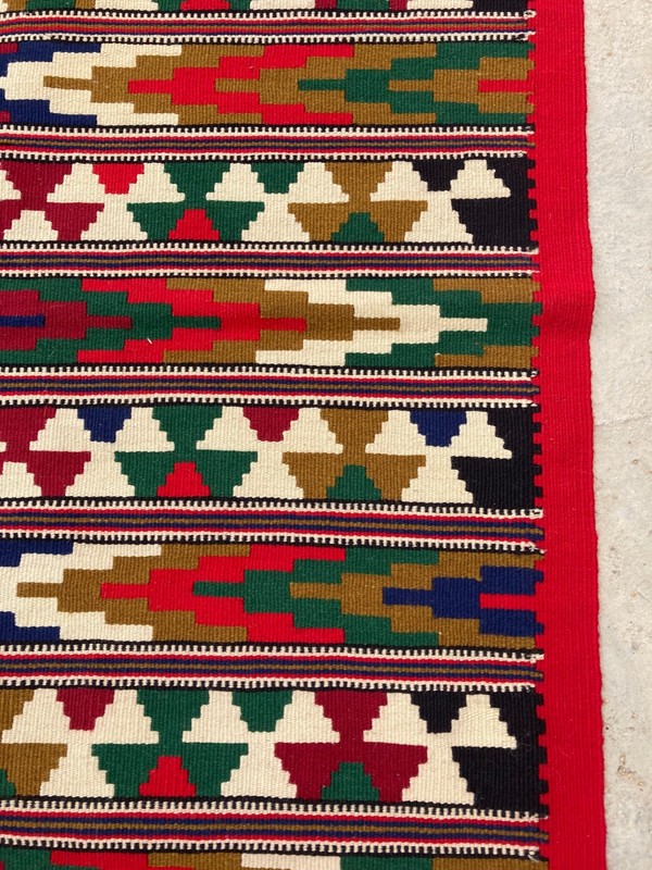Vintage Traditional Handmade Balkan European Tribal Wool Kilim Rug 195x104 cm gallery