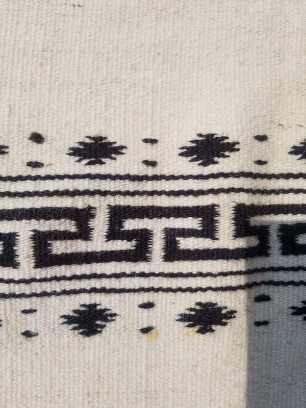 Fine Vintage Traditional Hand Made Oriental Wool Beige Black Kilim 180x104cm gallery