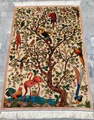 New Pictorial Rug Hi Qaulity Power Loomed Tree of Life Silk Carpet 3×5 ft