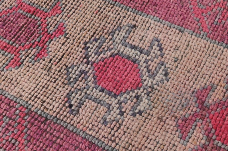 Vintage Turkish Runner Rug 3x12ft Wool Anatolian Handmade Hallway Oushak PINK gallery