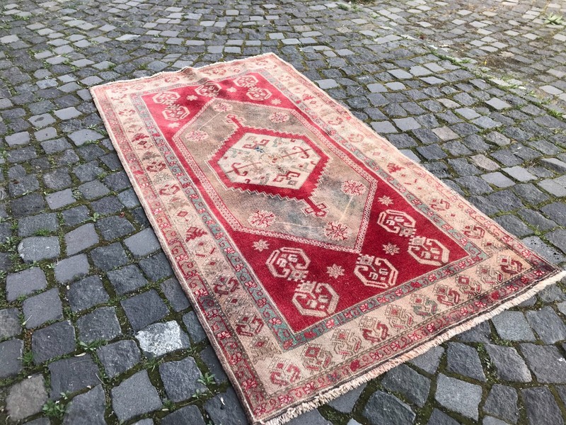 Turkish Antique rug Bohemian Area rug Oushak rug Vintage Rug Handmade Wool rug gallery
