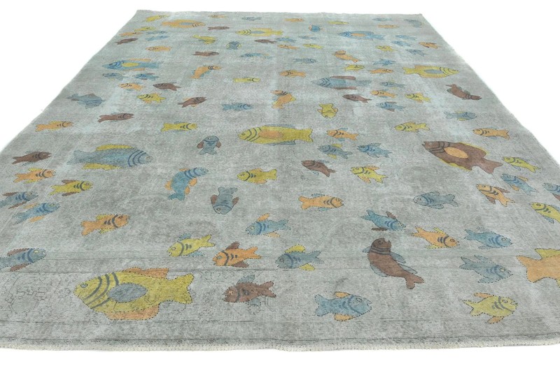 Distressed Vintage Antique Oriental Rug Beige Floral Handmade Carpet 9X12 ft gallery