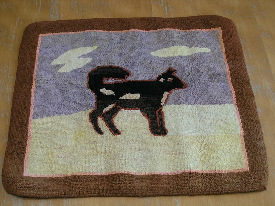 Grenfell Labrador Newfoundland Silk Stocking Hooked Rug Animal Mat 16x14" AS IS gallery