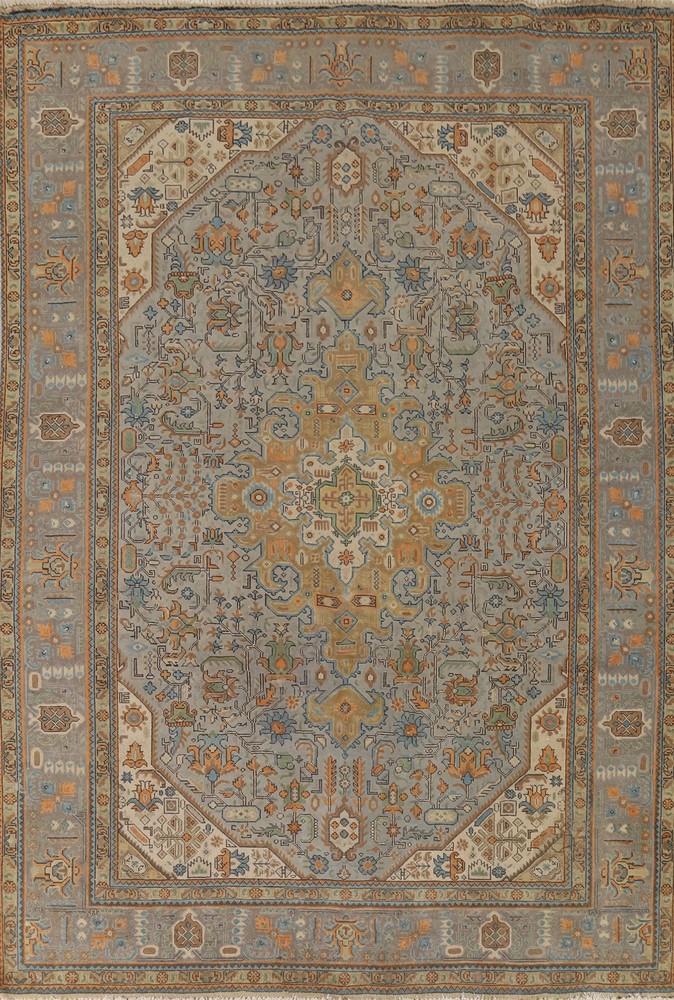 Handmade Over-dyed Distressed Area Rug 8x11 Ft Oriental Medallion Wool Carpet