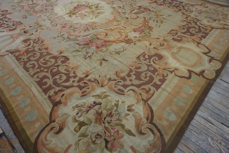 11'x14' Antique Mid 19th Century Floral Napoleon III Design Flat Woven French gallery