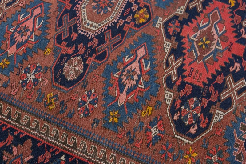 100+ Year Old Soumak Rug, Antique Caucasian Kilim, 156 x 210 cm, 5'1" x 6'11" gallery