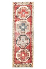 Vintage Turkish Oushak Short Runner 2.5×7.6 ft – Handmade Wool – Boho Chic Red