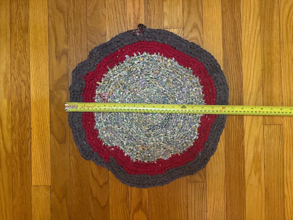 Vintage Round Handmade Braided Rag Rug -Roughly 17" in Diameter - One of a Kind