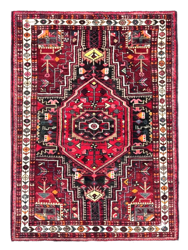 Vintage Tuyserkan Tribal Wool Rug 4x6 Hand Knotted Oriental Navy Blue Geometric gallery