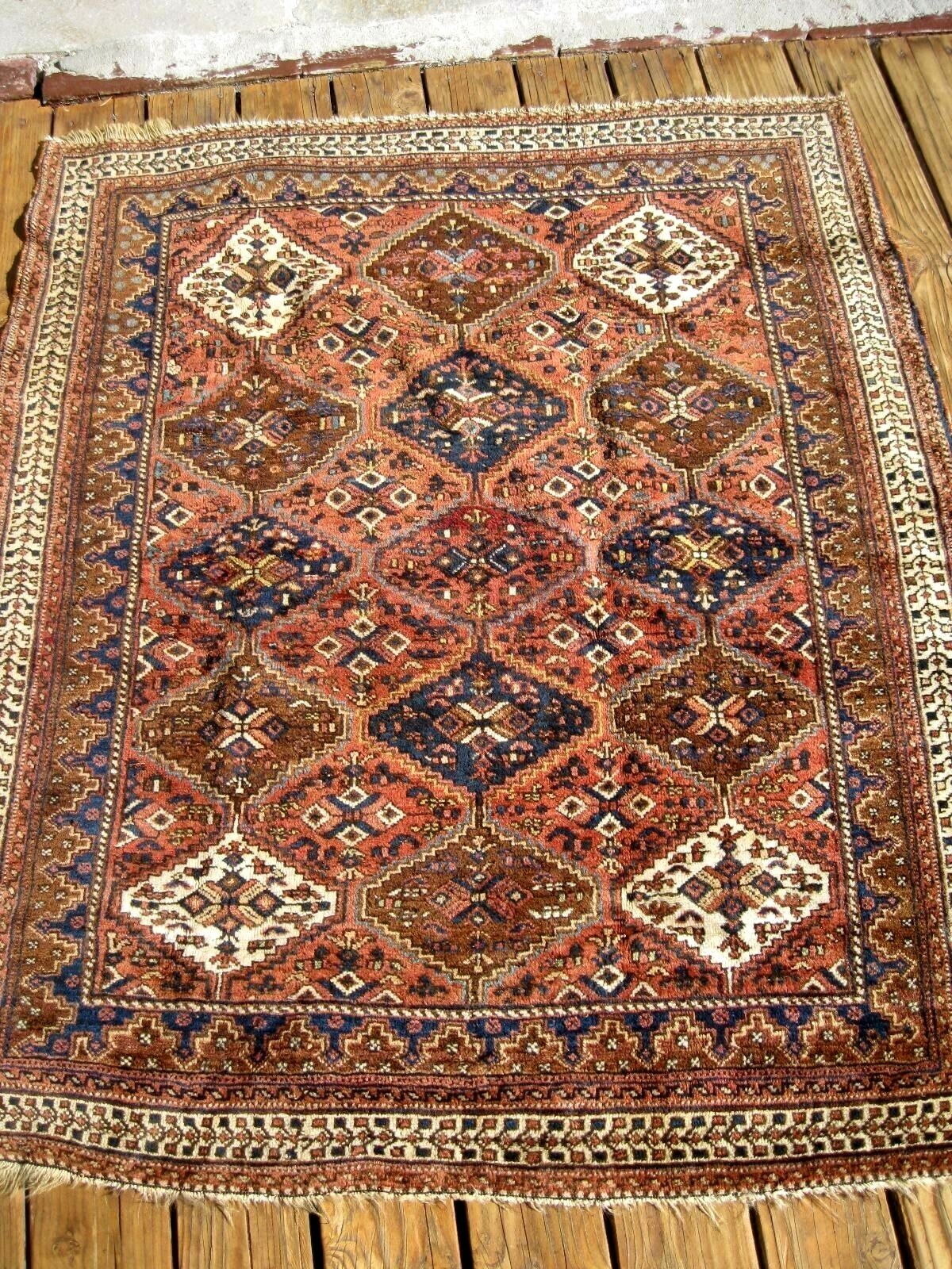 AMAZING 1900 ANTIQUE FULL PILE SMALL RUG EXCEPTIONAL PIECE GREAT COLORS gallery