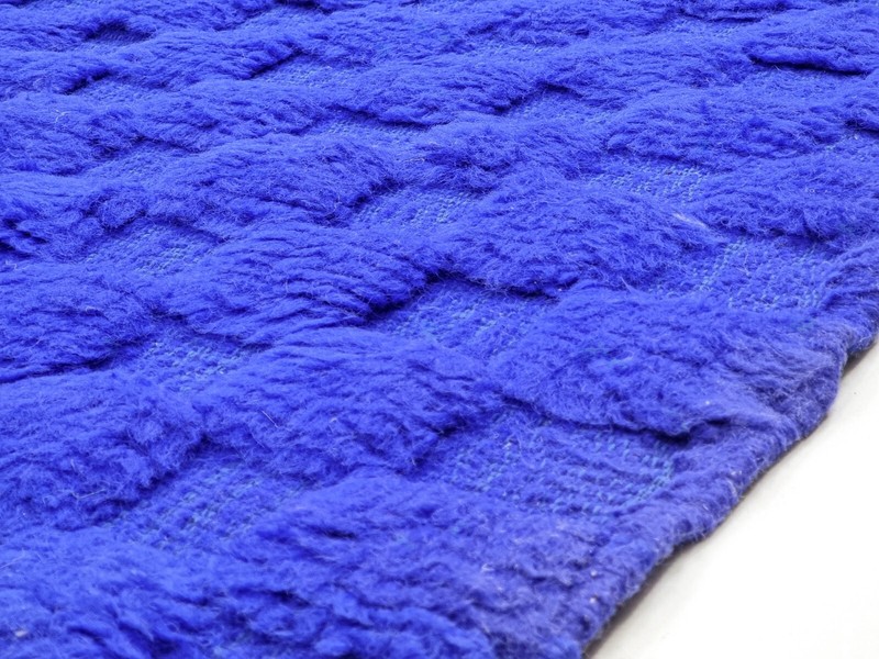 Moroccan Handmade Beniourain Rug 5'2x7'2 Berber Checkered Blue Wool Carpet gallery