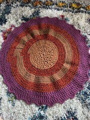 Antique/Vintage Boho handmade colorful rag braided Round rug 30” Hippie Crochet