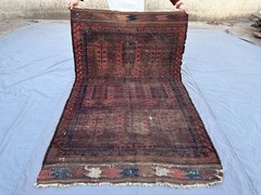 Vintage Afghan Hand-Knotted Rug | Distressed Low Pile Nomadic Medallion Rug