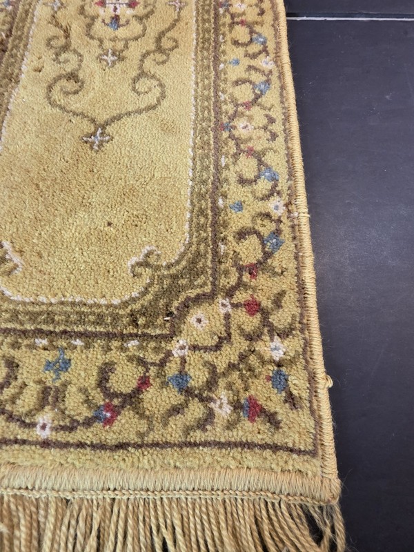 Vintage Gold Floral Tapestry Rug Table Runner 12x31 Mid Century Medallion Boho gallery