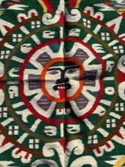 Vintage South American Rug Unique Native American Design Ecuador Handknit Wool