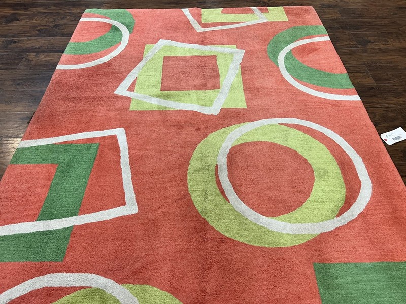 Abstract Rug 6x9, Modern Contemporary Rug, Red-Orange Green gallery
