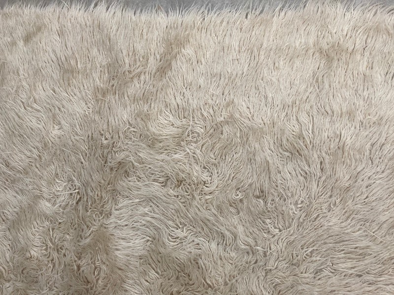 Vintage Handmade Scandinavian Minimalist Style Wool Rya Shag Rug 230x194 cm gallery