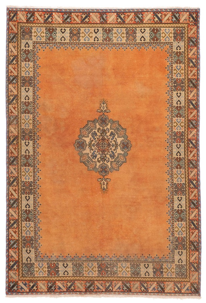 Vintage Hand-Knotted Area Rug 5'6" x 8'2" Traditional Oriental Wool Carpet