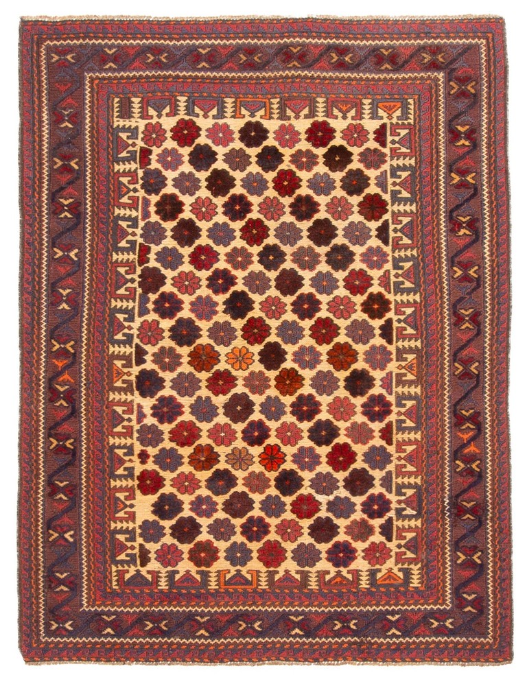Traditional Vintage Hand-Knotted Area Rug 3'1" x 4'2" Oriental Wool Carpet