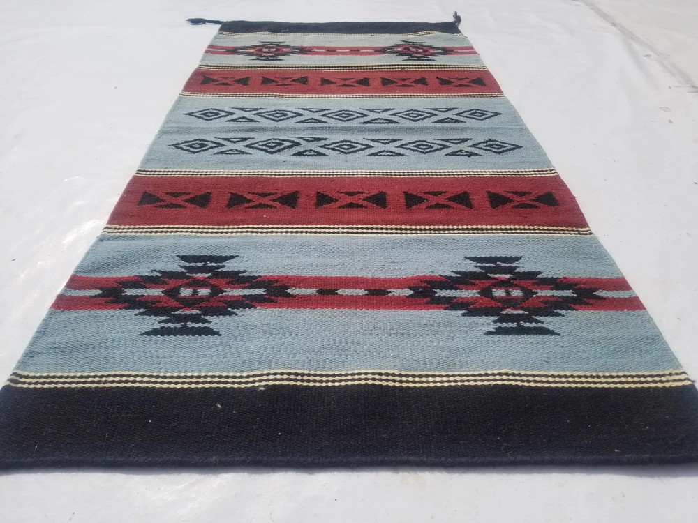Vintage Traditional Handmade Native American-inspired Wool Grey Kilim 5.2x2.6ft