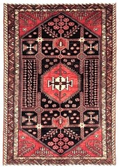 Vintage Oriental Hand Knotted Saveh Tribal Wool Area Rug 5×8 Black Red Geometric