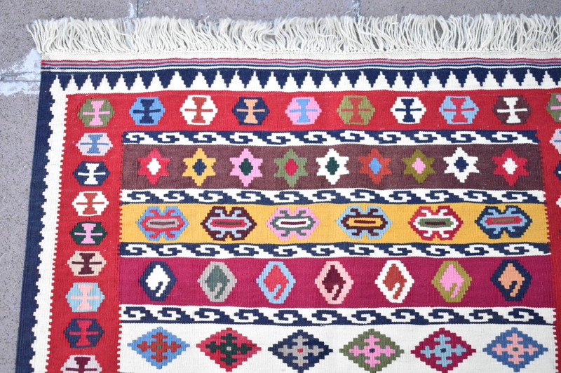 Colorful Caucasian Rug 32'' x 46'' Fine Quality Flat Woven Rug Area Wool Rug gallery