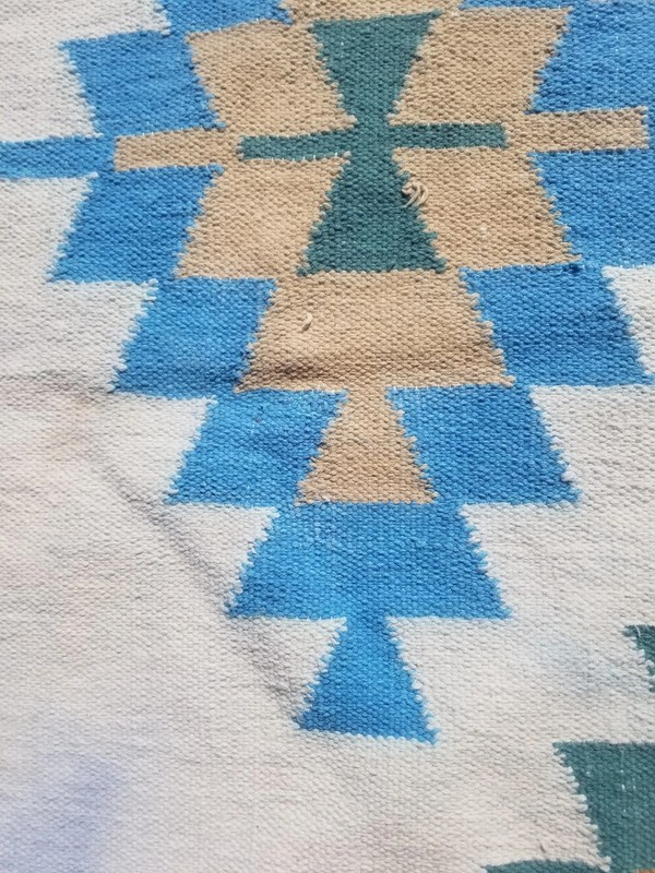Distressed Vintage Handmade Traditional Geometric Multicolor Kilim Rug 6.8x4.3ft gallery