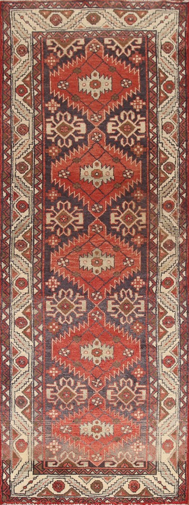 Vintage Geometric Sarouk Tribal Hand-knotted Traditional Runner Rug 3x10 Carpet