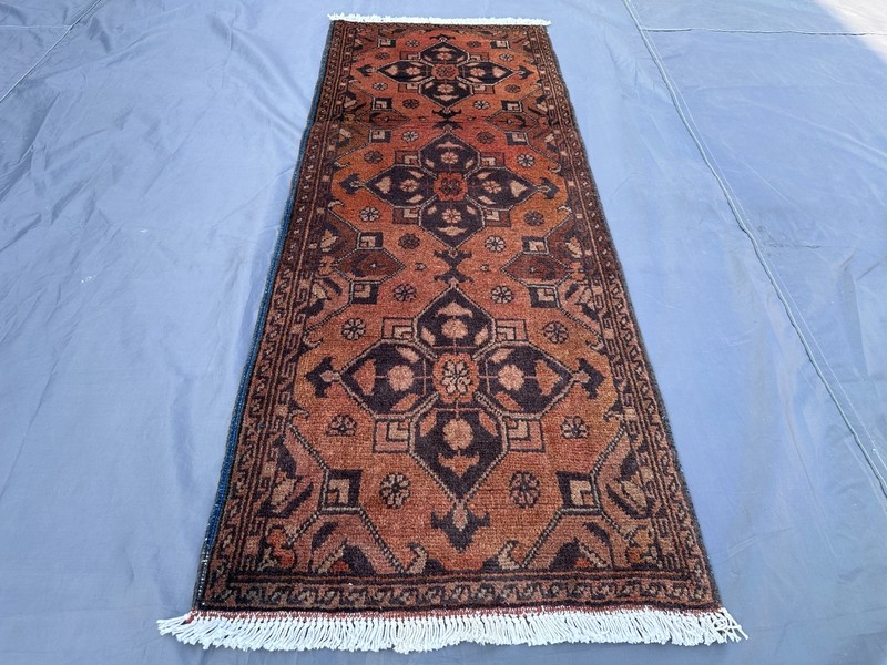 Vintage Turkmen Bukhara Rug 2x5 Soft Wool Runner Handmade Nomadic Laundry Rug gallery