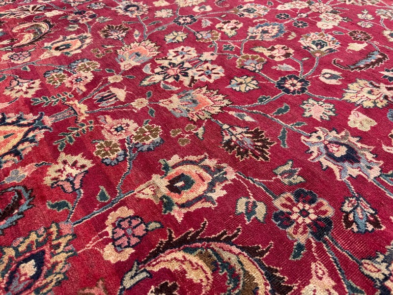 9x12 SIGNED ANTIQUE RUG red blue vintage oriental navy fine hand-knotted 10x13 gallery