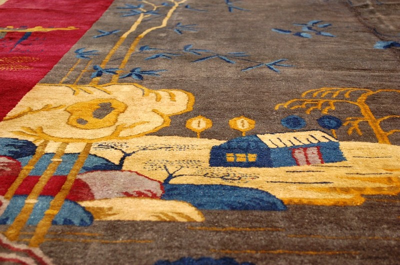 Circa 1910's ANTIQUE MINT ART DECO DRAGON DESIGN CHINESE RUG 9x11.5 ROOM SIZE gallery