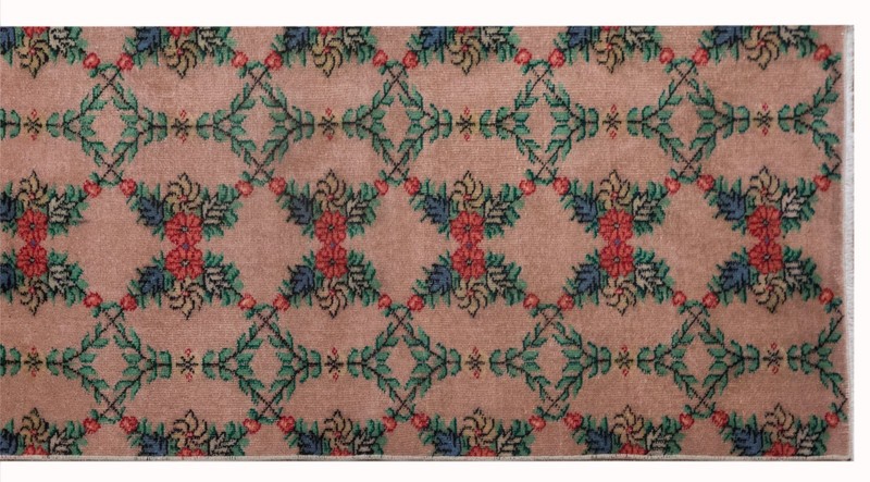 Vintage Turkish Oushak Runner Rug 73x265 cm, 60+ Years Old Handmade Wool Runner gallery