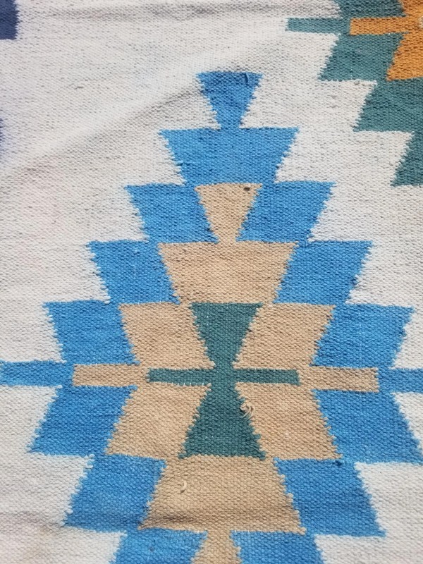 Distressed Vintage Handmade Traditional Geometric Multicolor Kilim Rug 6.8x4.3ft gallery