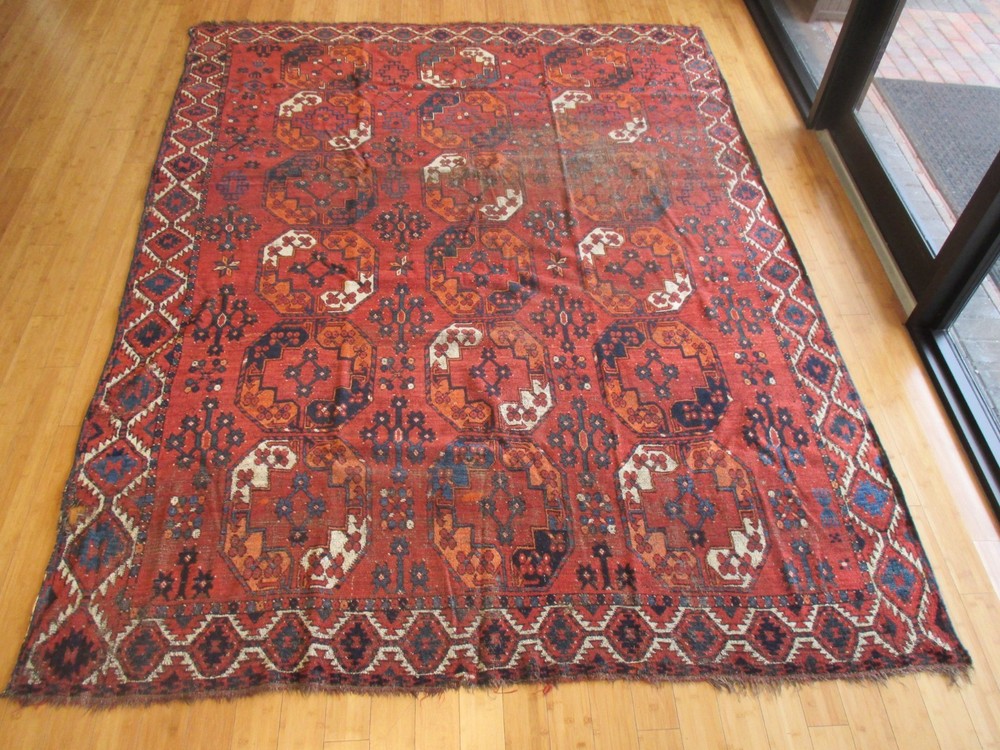 Antique 19thC Ersari Turkmen Main Rug 7.5 x 9.5 ft Rare Teal/Turquoise !!