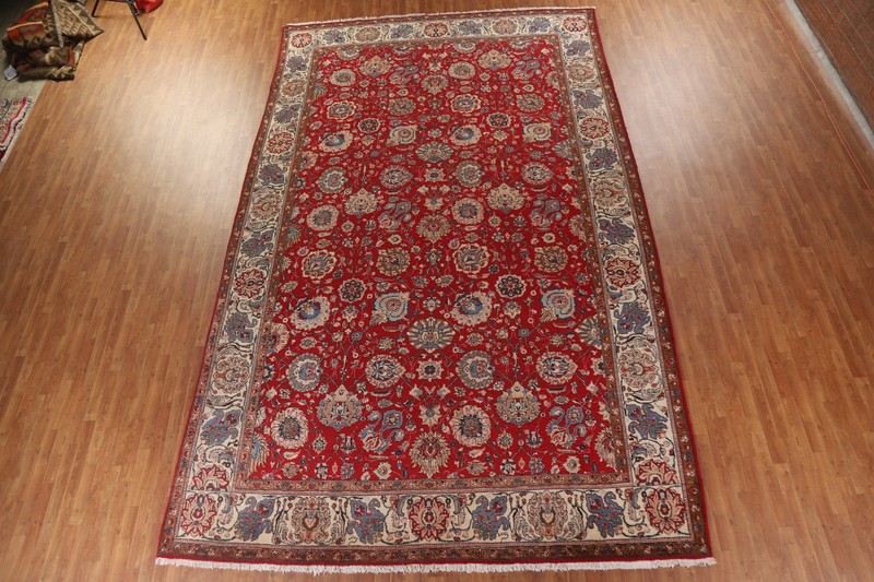 Vegetable Dye Red Wool Hand-knotted Living Room Rug Vintage Carpet 10x16 gallery