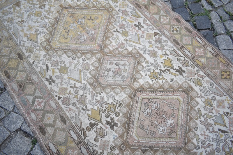 Caucasian Soumac Rug 3'9'' x 6'2'' ft Vintage Animal Figure Soumak Area Wall Rug gallery
