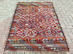 Floor Rug, Wool Tribal Rugs, Area Rug, Embroidery Rug, Turkish Kilim 52″x73″