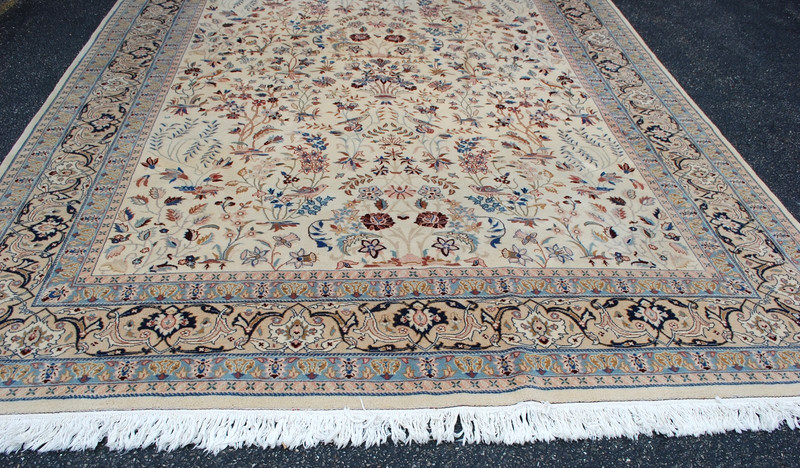 NATURAL WOOL Old Oriental Rugs,Hand Woven,knotted size Approximately 6'8" x 9'5" gallery