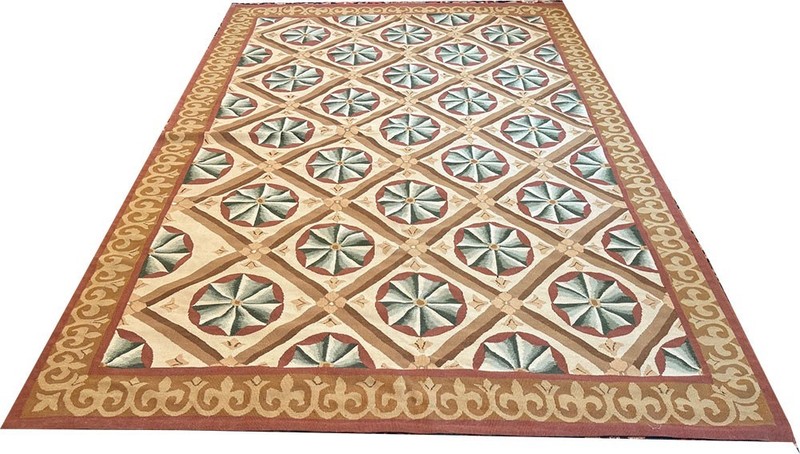 An Antique Panel Design/Geometric French Aubusson Rug gallery