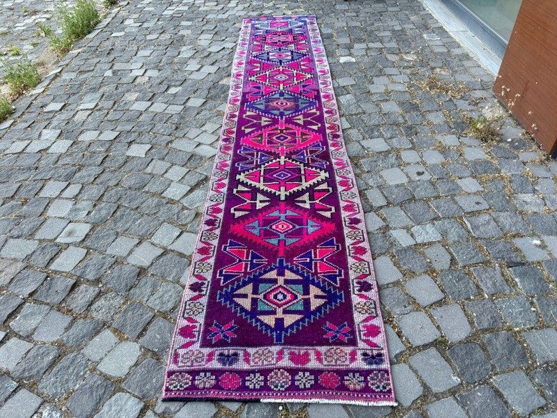 Carpet, Turkish rug, Vintage rug, Handmade rug, Runner, Wool | 2,0 x 10,9 ft gallery